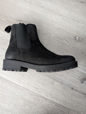 Women's Black Suede Chelsea Lug Ankle Boot